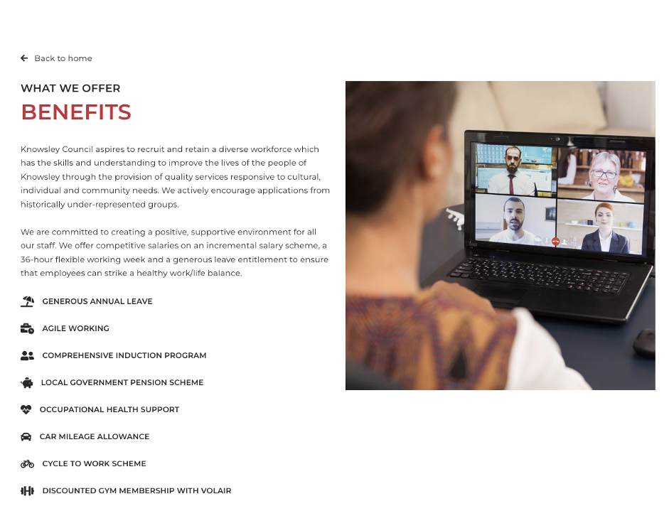 Knowsley careers site benefits screenshot